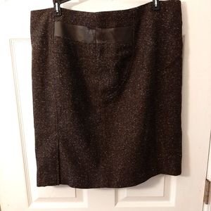 Dalia Collection Brown Skirt with Imitation Leather Accents